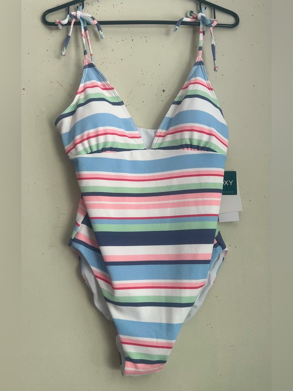 Roxy Striped One-Piece Swimsuit - Blue Pink Green Navy